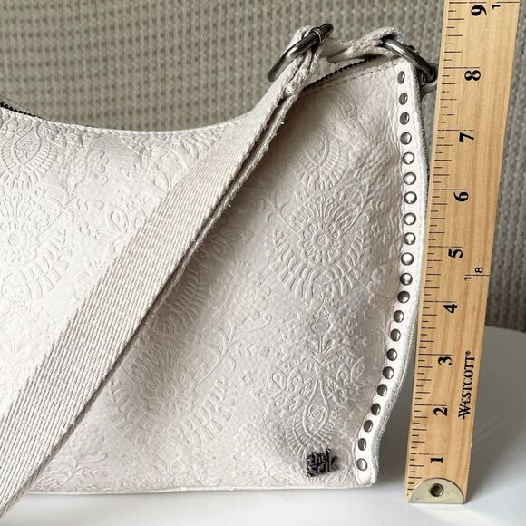 The Sak Crossbody bag Cream Soft Pebble Tooled Leather Purse Bohemian Neutral - Picture 12 of 15